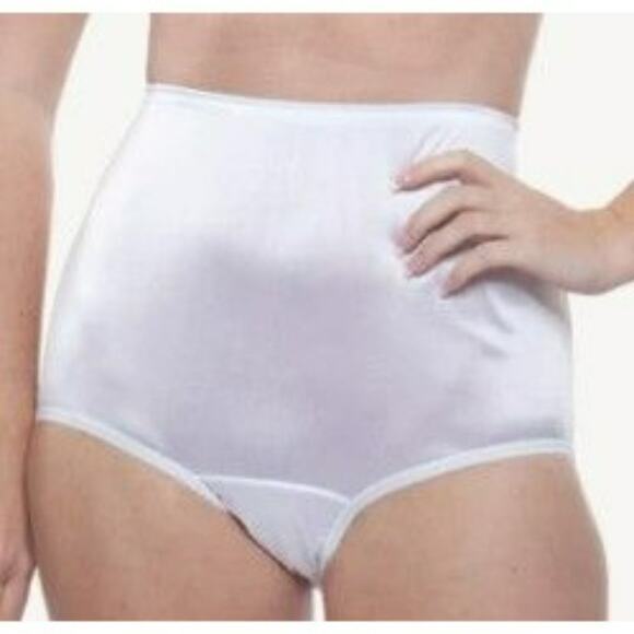 Teri Lingerie 100% Nylon Shiny Silky Full Coverage Brief Panty Size 8 Pure White - Picture 8 of 9